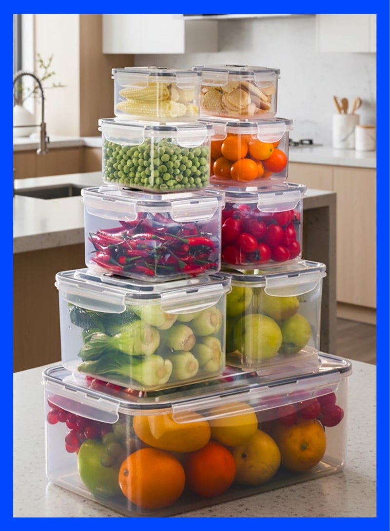 ياهـ مجموعة من 9 حاويات تخزين مطبخ فاخرة من YAH مع مقابض ذكية / فتحة تهوية علوية - محكمة الغلق وآمنة للاستخدام في الميكروويف والفريزر | منظمات متينة للثلاجة والمخزن | استخدام من الداخل إلى الخارج. - Image 1